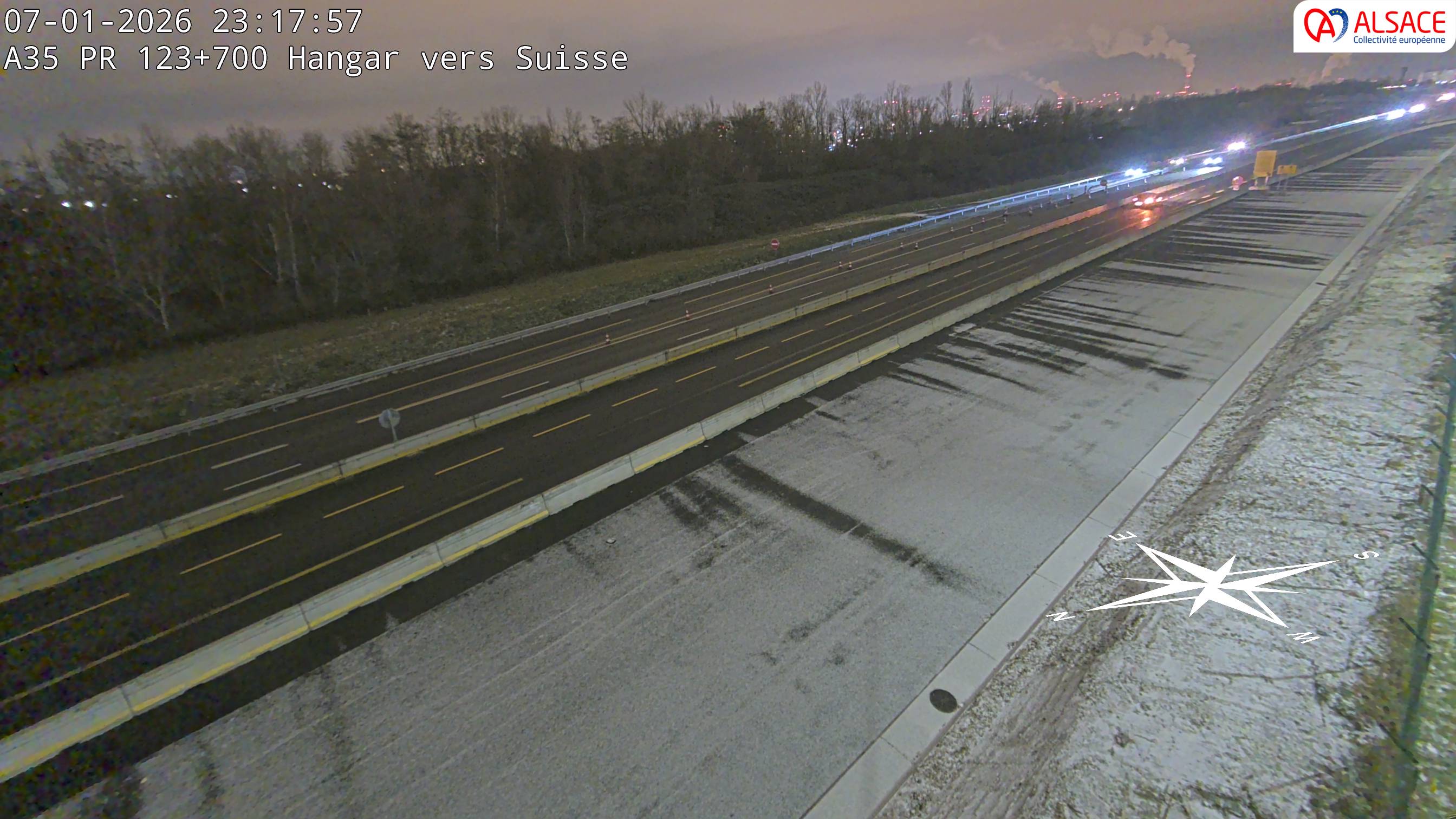 Caméra autoroute France - A35, Saint-Louis direction Mulhouse, à hauteur de la sortie 37