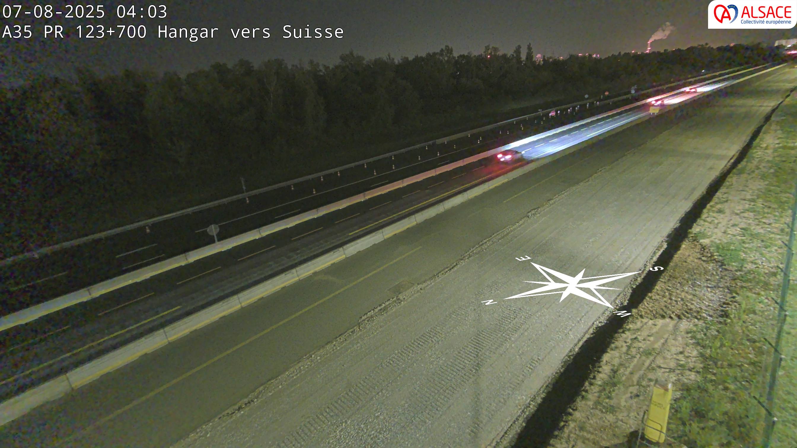 Caméra autoroute France - A35, Saint-Louis direction Mulhouse, à hauteur de la sortie 37