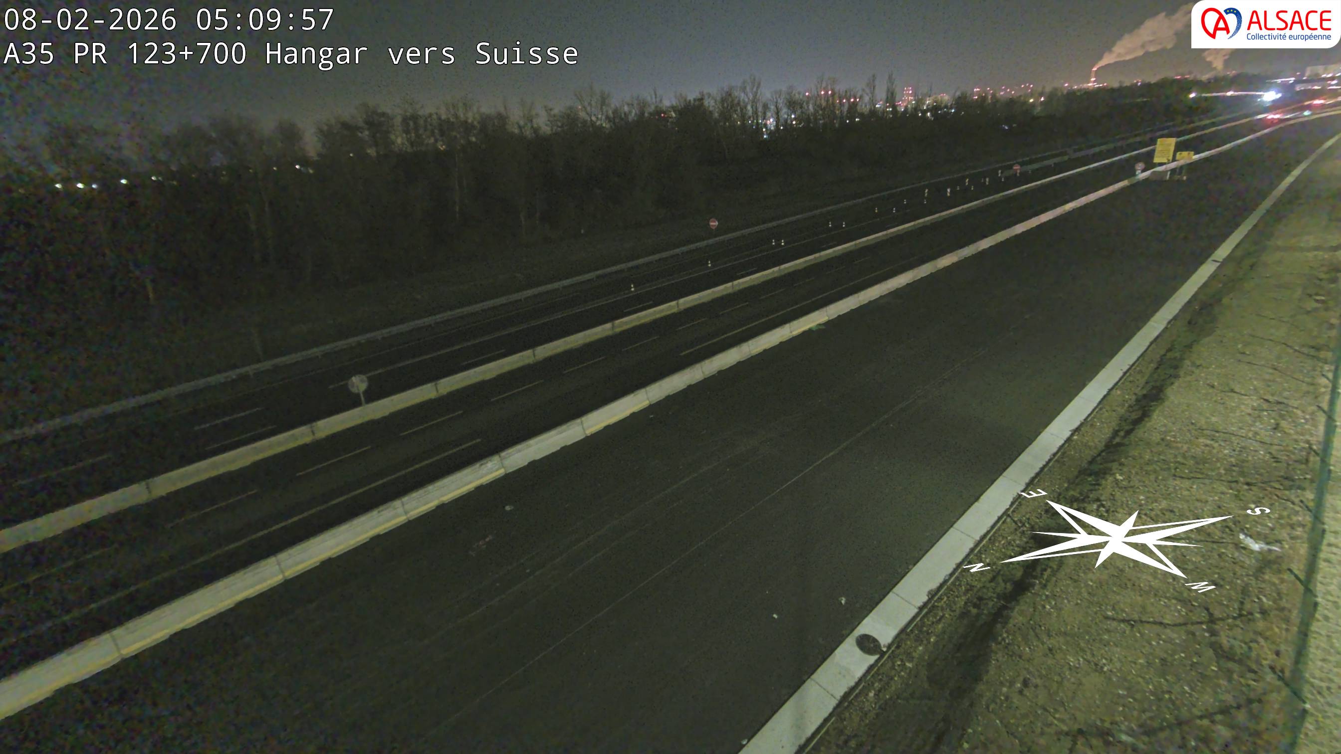 Caméra autoroute France - A35, Saint-Louis direction Mulhouse, à hauteur de la sortie 37