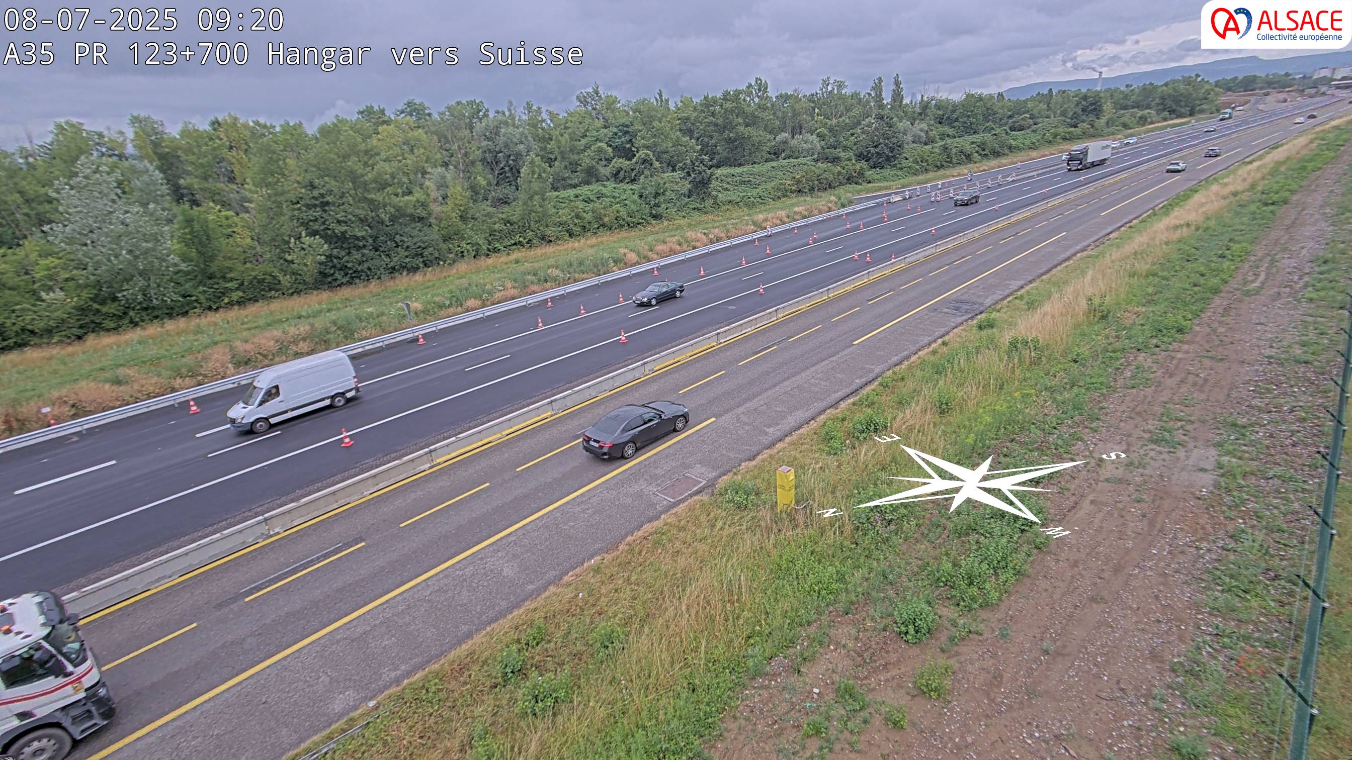 Caméra autoroute France - A35, Saint-Louis direction Mulhouse, à hauteur de la sortie 37