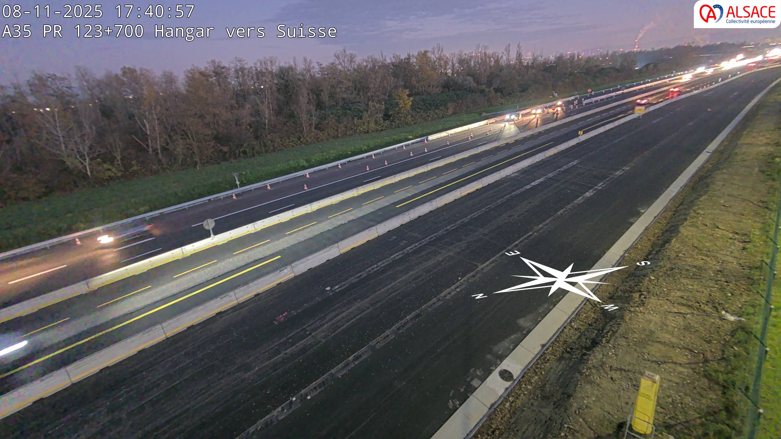 Caméra autoroute France - A35, Saint-Louis direction Mulhouse, à hauteur de la sortie 37