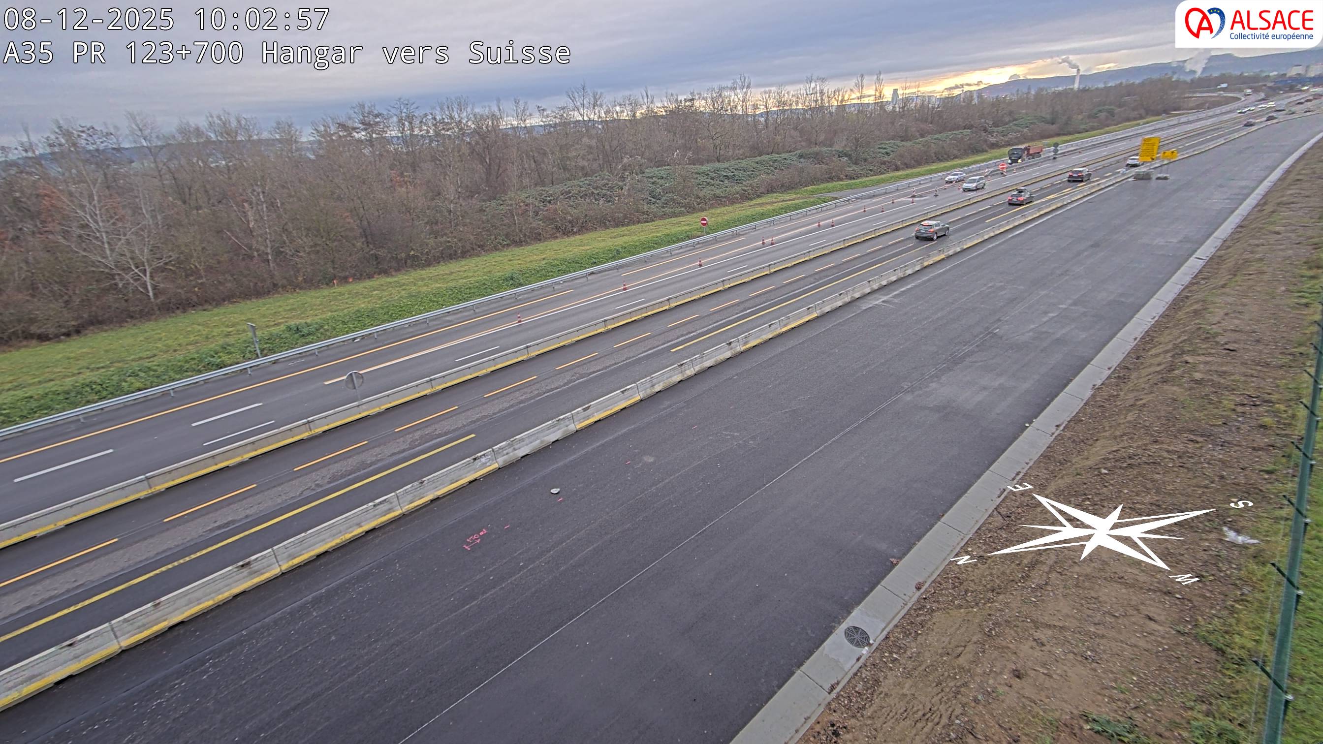 Caméra autoroute France - A35, Saint-Louis direction Mulhouse, à hauteur de la sortie 37