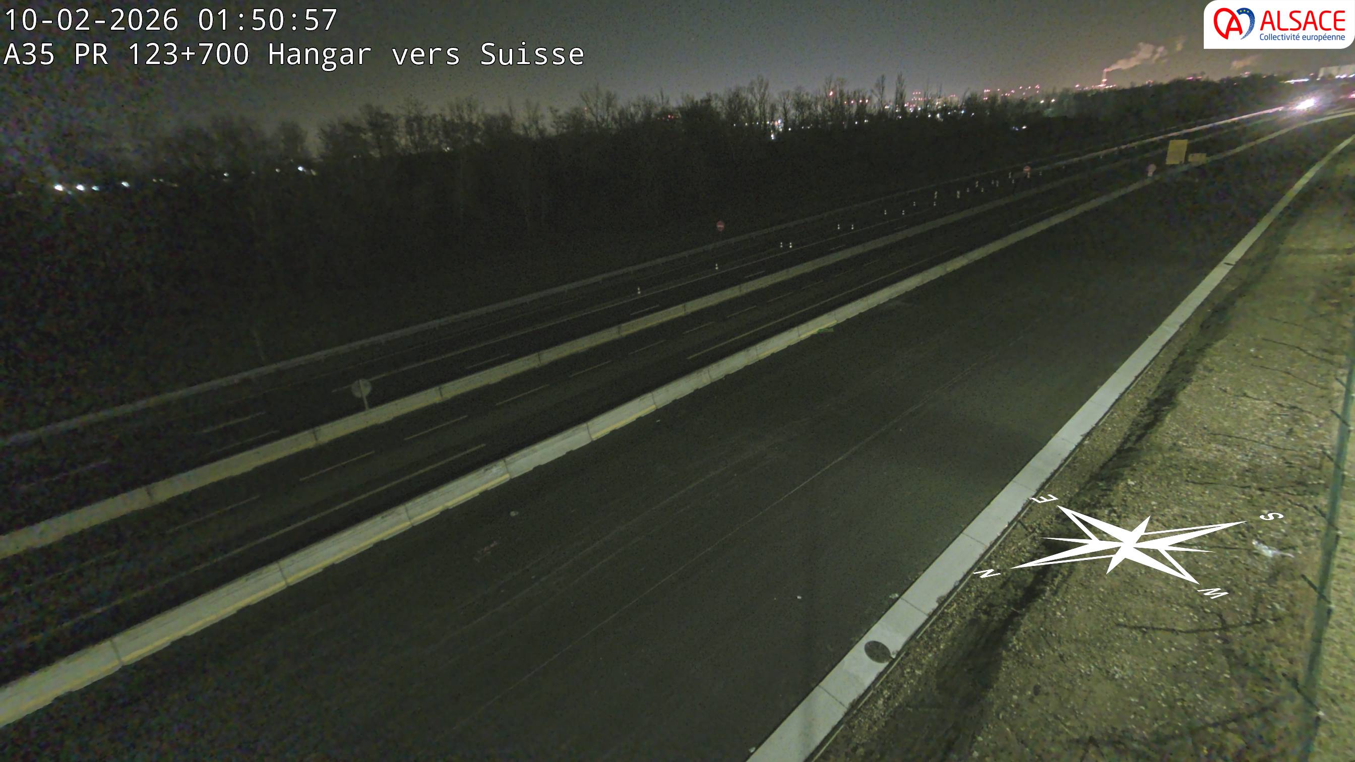 Caméra autoroute France - A35, Saint-Louis direction Mulhouse, à hauteur de la sortie 37