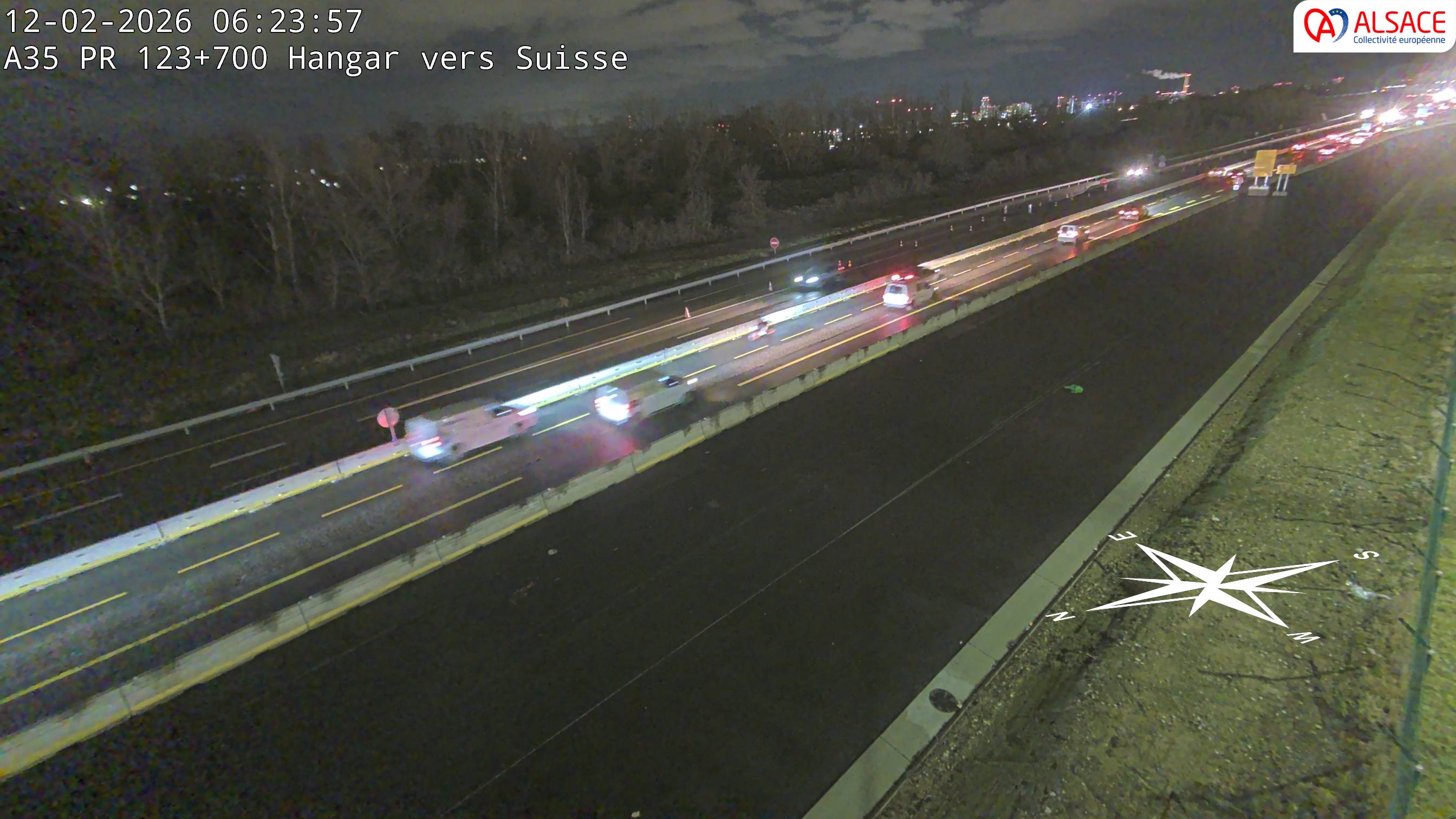 <h2>Caméra autoroute France - A35, Saint-Louis direction Mulhouse, à hauteur de la sortie 37</h2>