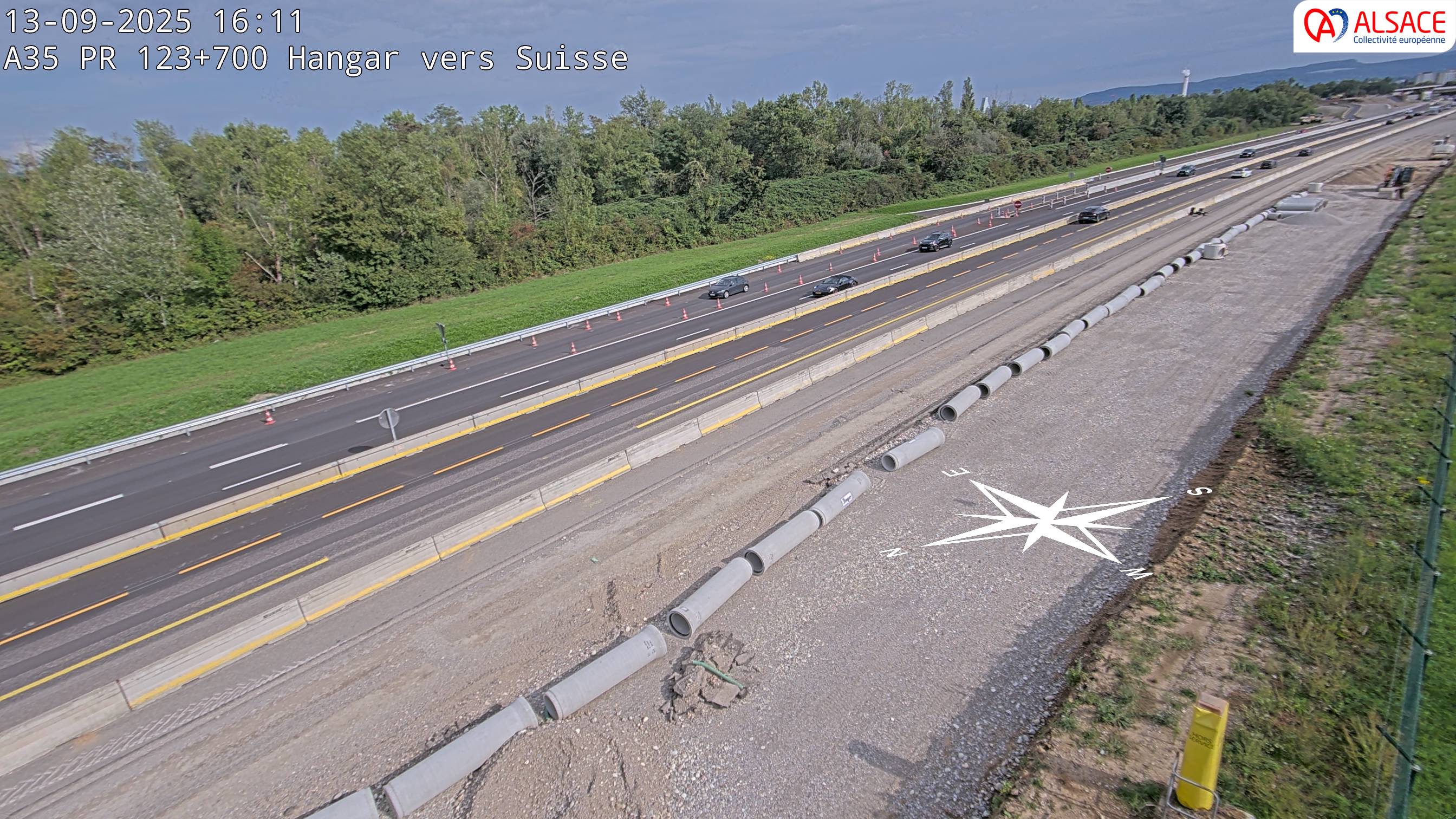 <h2>Caméra autoroute France - A35, Saint-Louis direction Mulhouse, à hauteur de la sortie 37</h2>