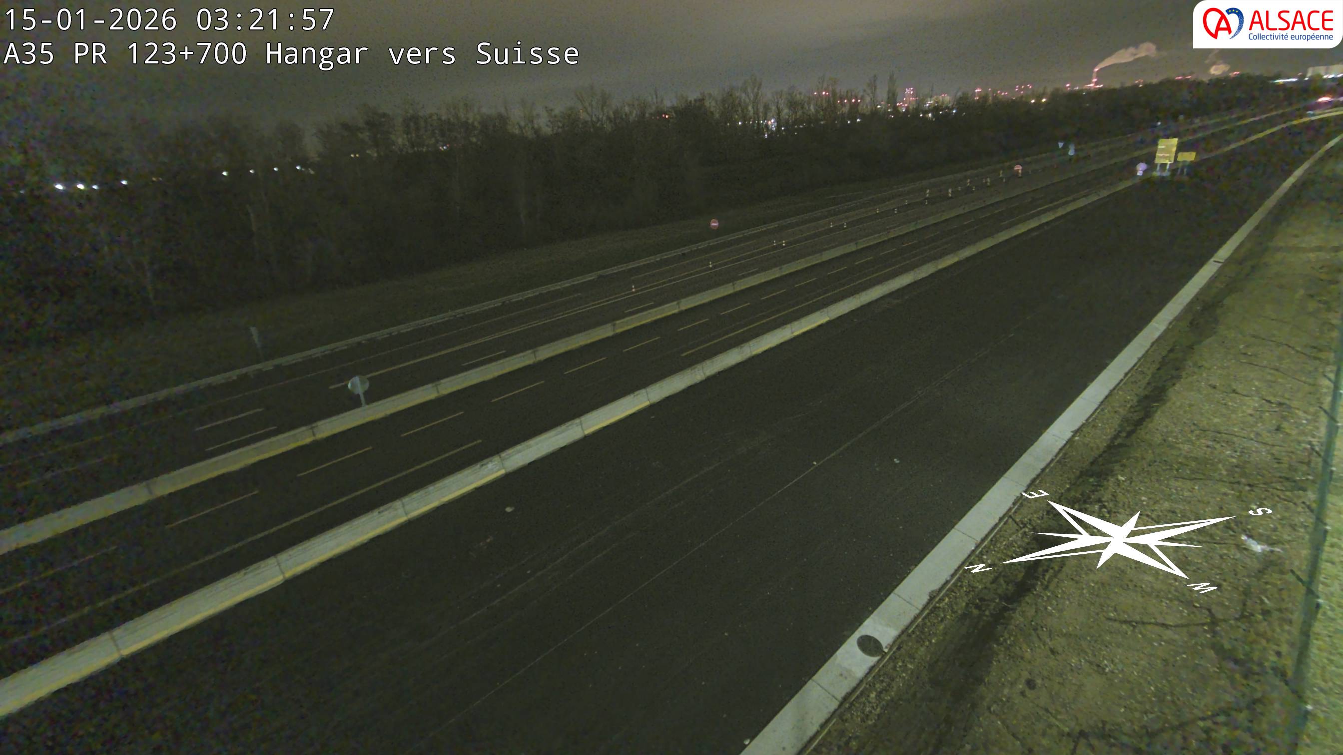 Caméra autoroute France - A35, Saint-Louis direction Mulhouse, à hauteur de la sortie 37