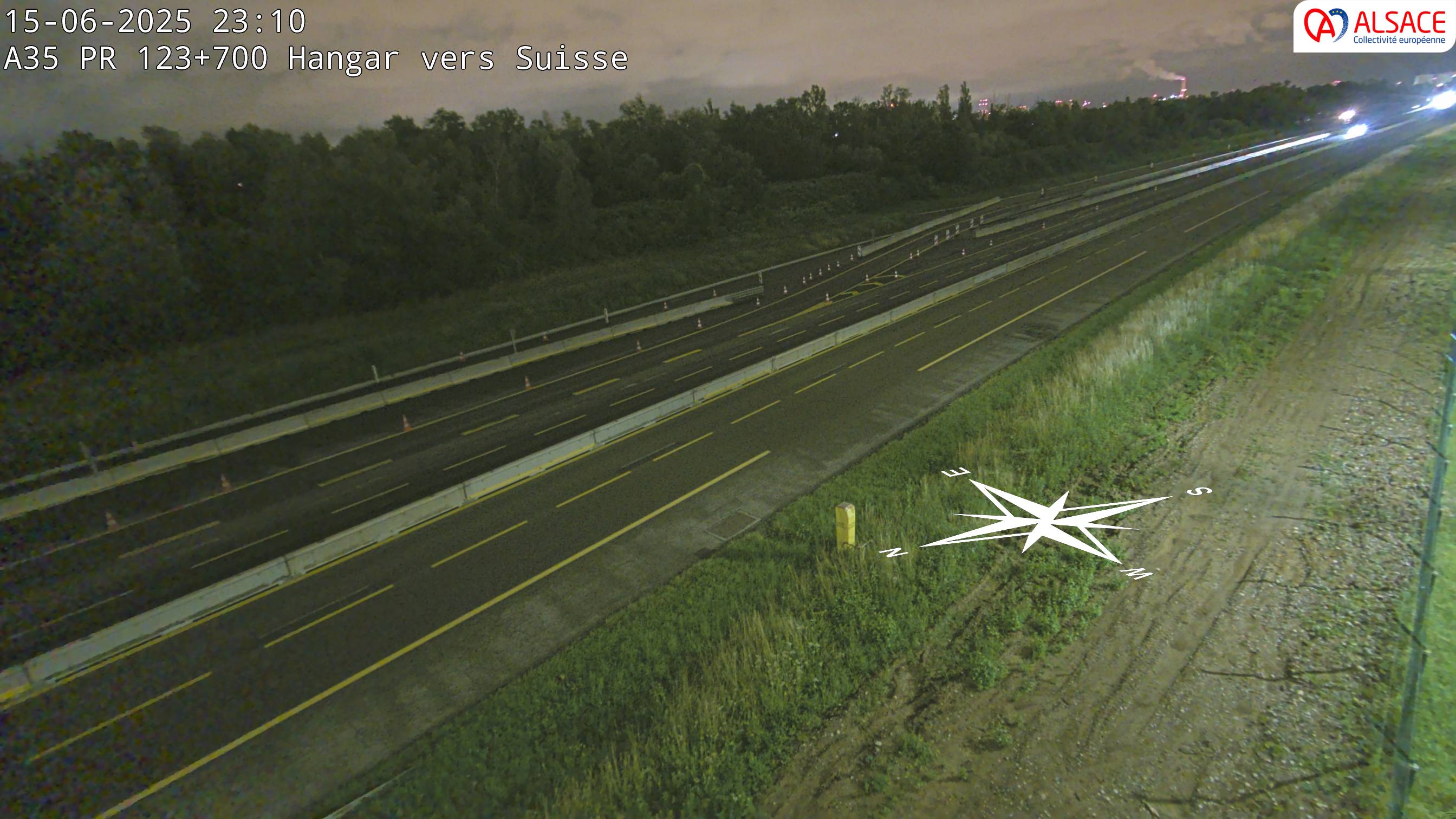 Caméra autoroute France - A35, Saint-Louis direction Mulhouse, à hauteur de la sortie 37