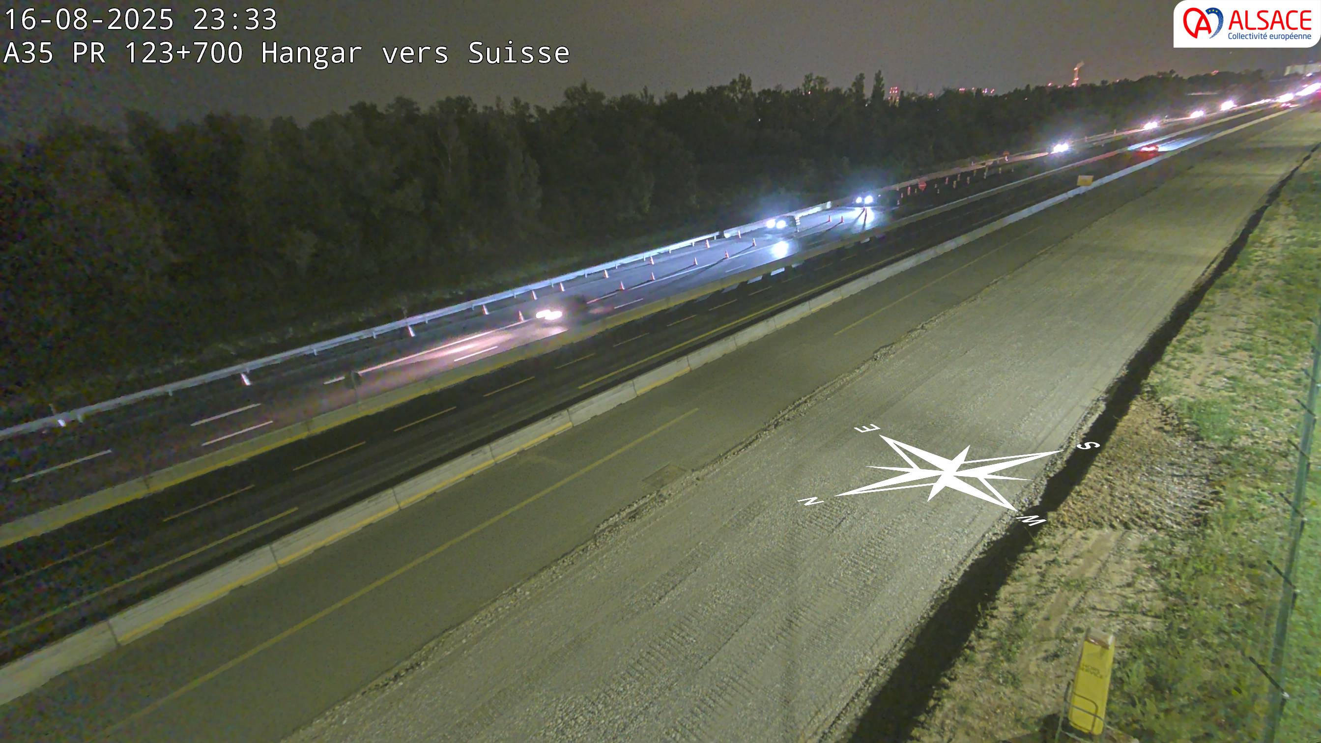 Caméra autoroute France - A35, Saint-Louis direction Mulhouse, à hauteur de la sortie 37