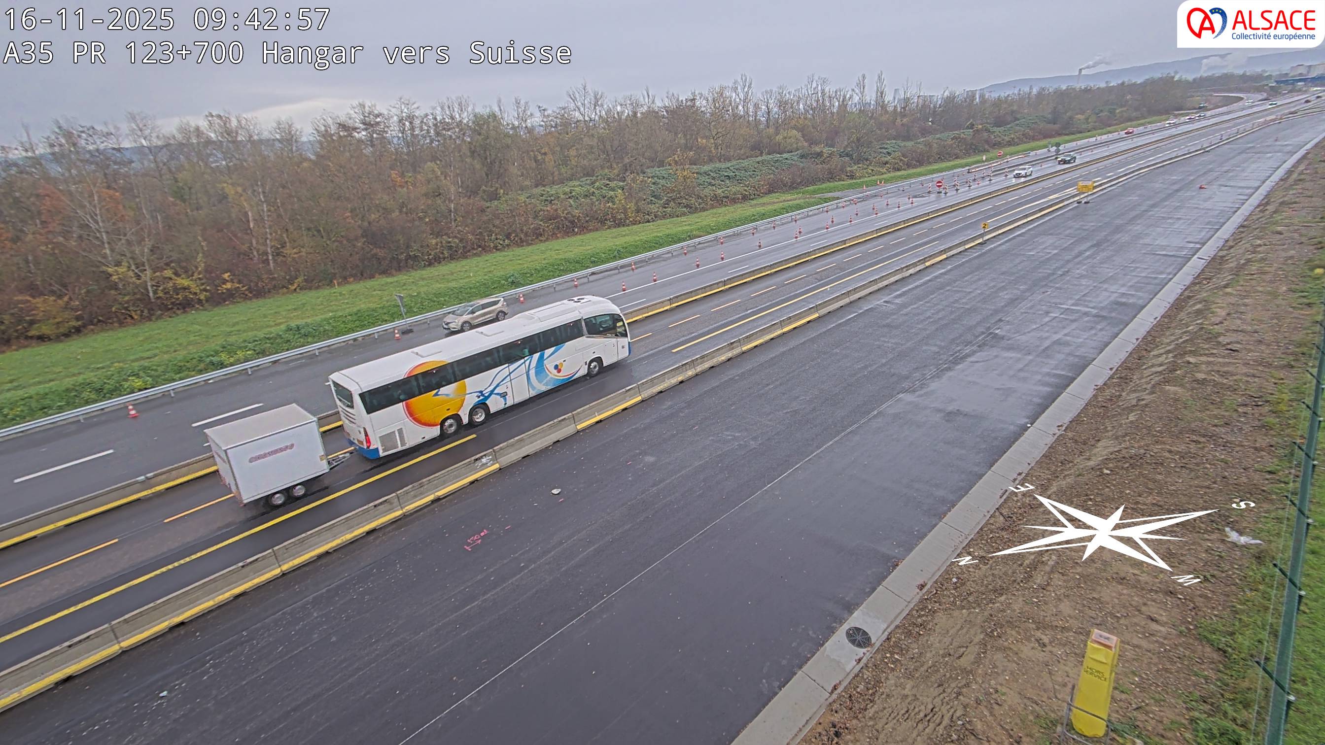 Caméra autoroute France - A35, Saint-Louis direction Mulhouse, à hauteur de la sortie 37