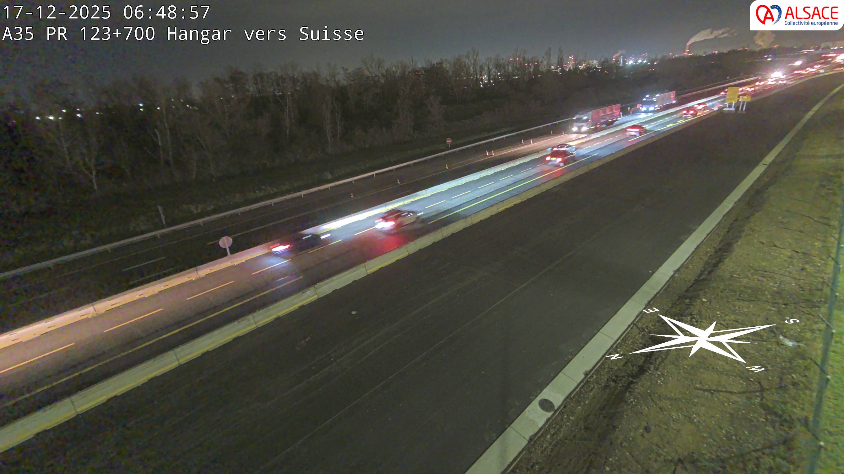 Caméra autoroute France - A35, Saint-Louis direction Mulhouse, à hauteur de la sortie 37