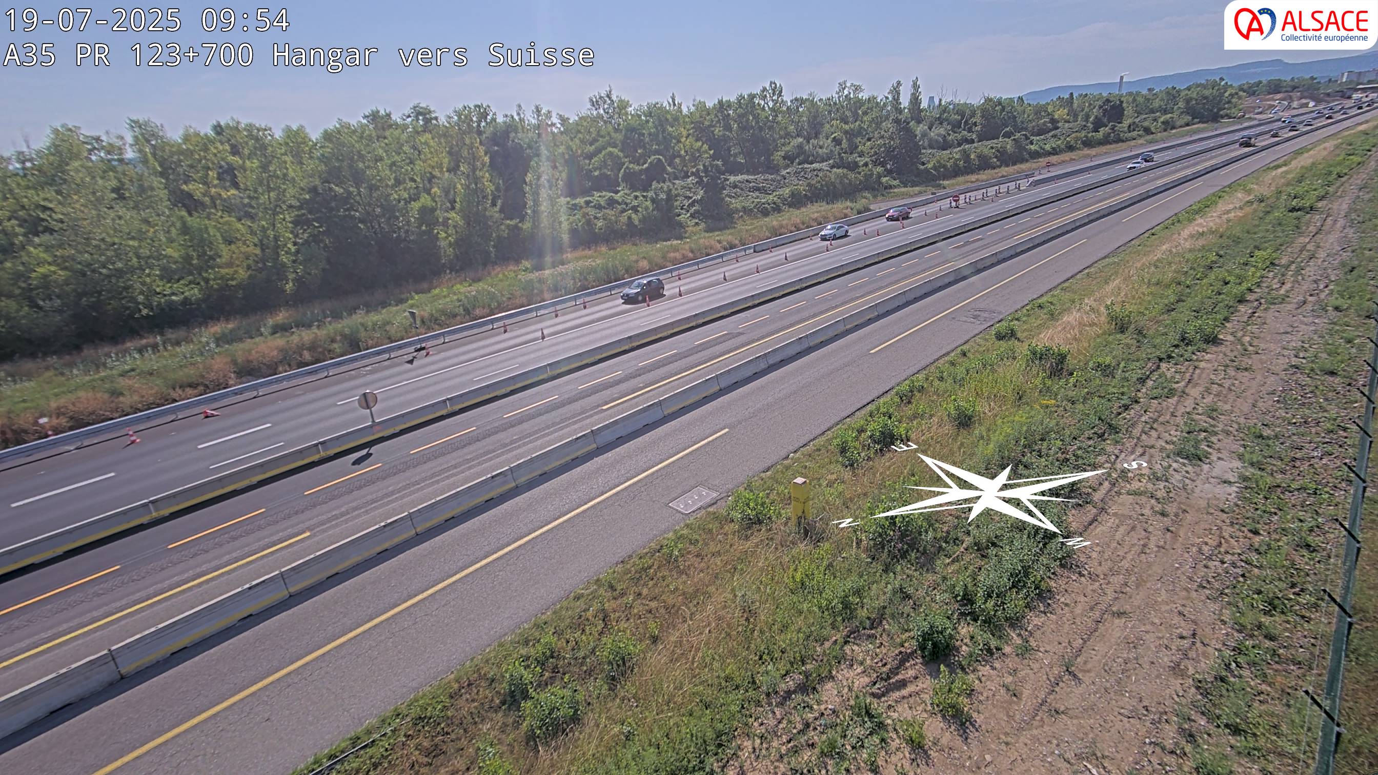 Caméra autoroute France - A35, Saint-Louis direction Mulhouse, à hauteur de la sortie 37