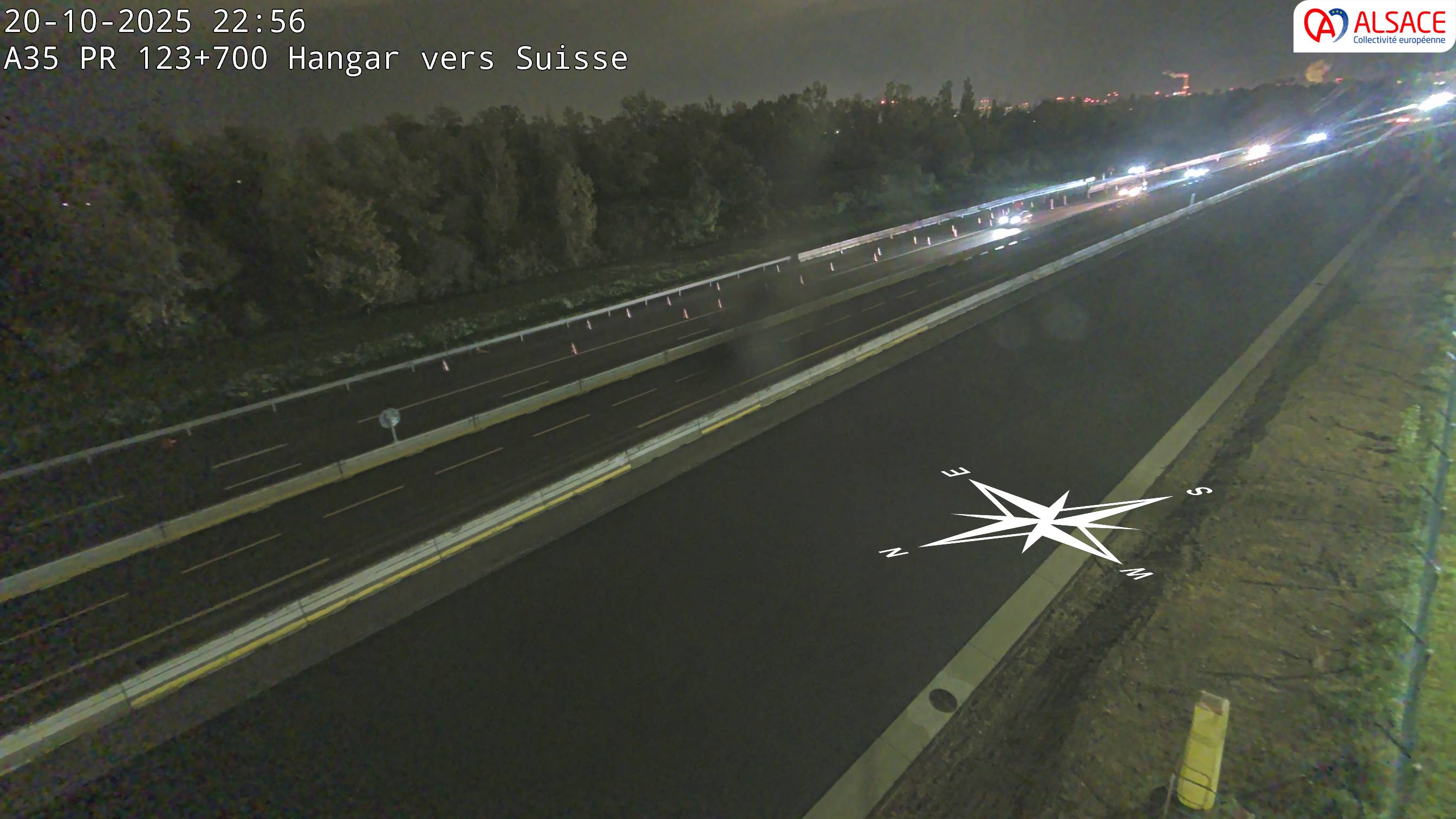 Caméra autoroute France - A35, Saint-Louis direction Mulhouse, à hauteur de la sortie 37