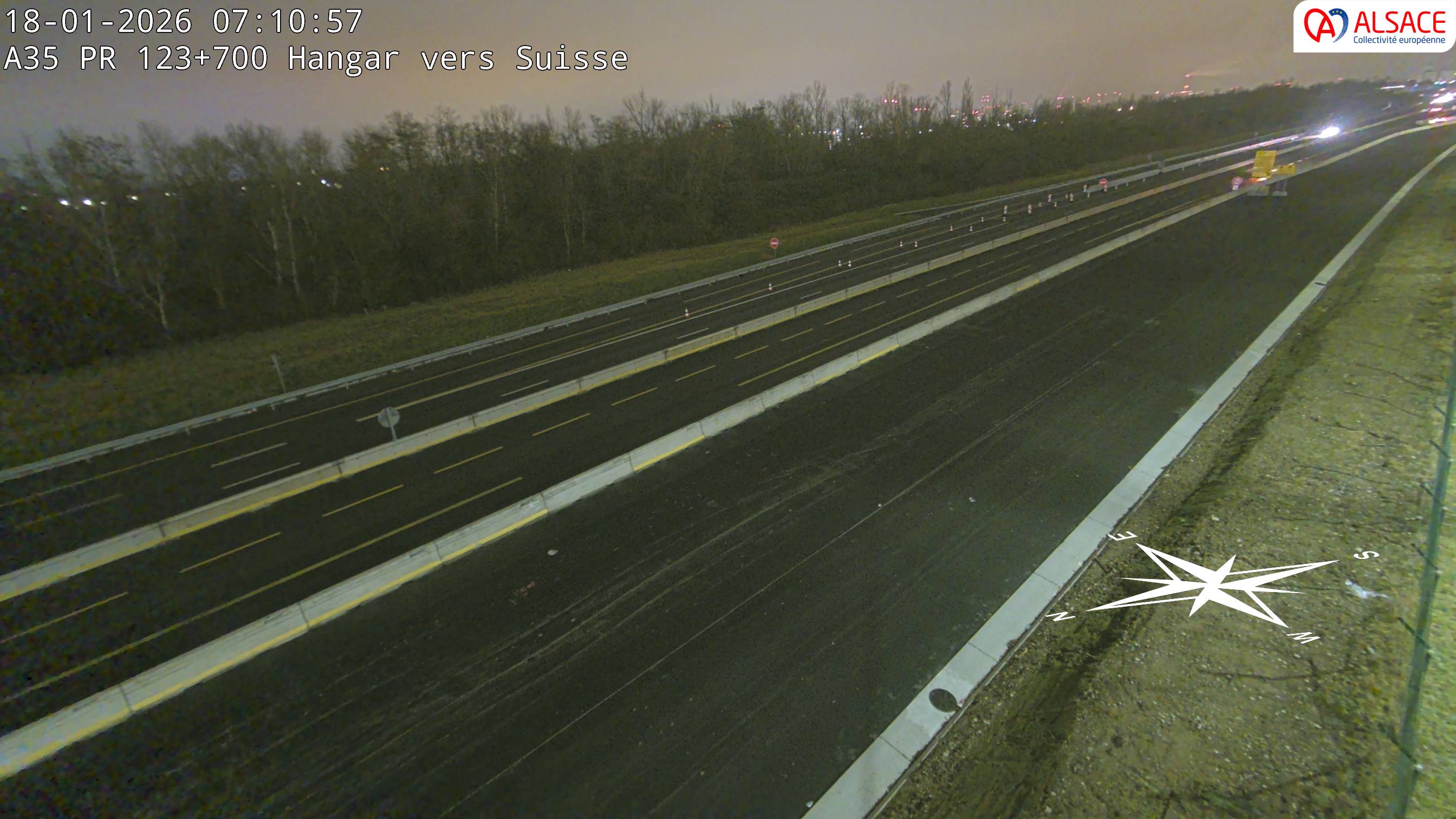 Caméra autoroute France - A35, Saint-Louis direction Mulhouse, à hauteur de la sortie 37