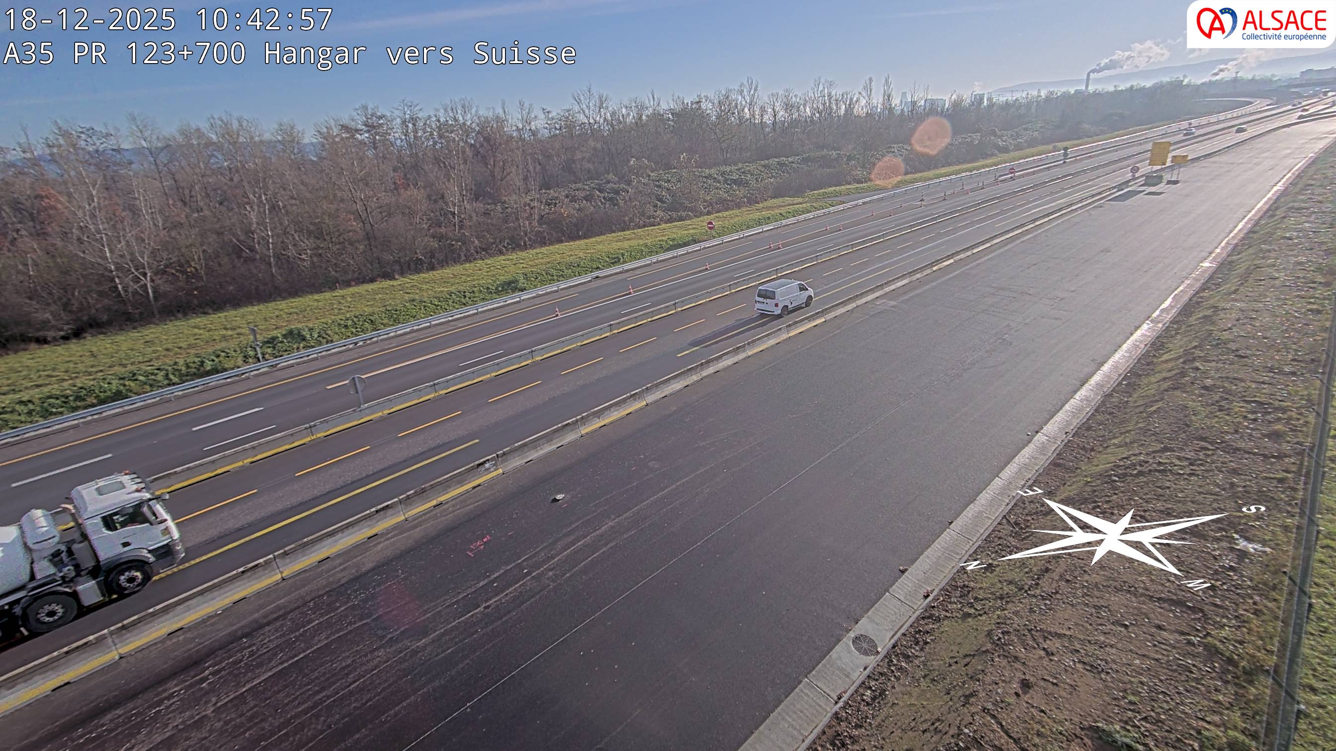 Caméra autoroute France - A35, Saint-Louis direction Mulhouse, à hauteur de la sortie 37