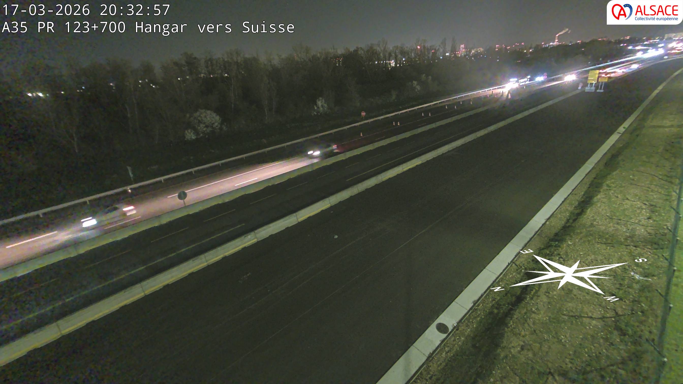 Caméra autoroute France - A35, Saint-Louis direction Mulhouse, à hauteur de la sortie 37