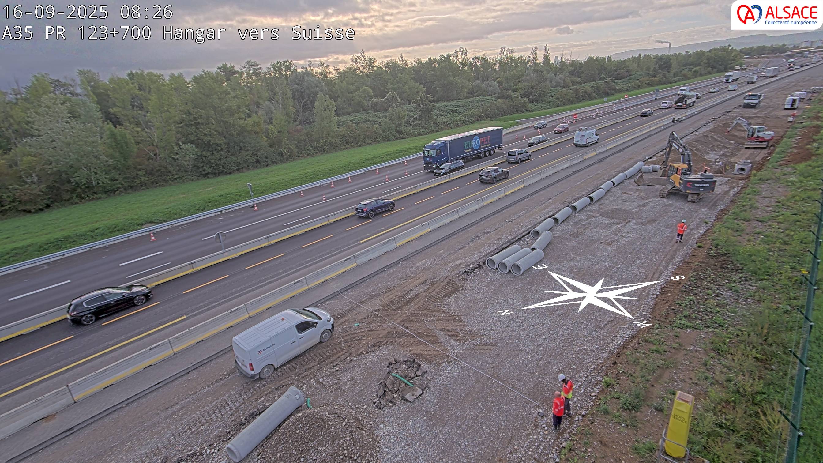 <h2>Caméra autoroute France - A35, Saint-Louis direction Mulhouse, à hauteur de la sortie 37</h2>