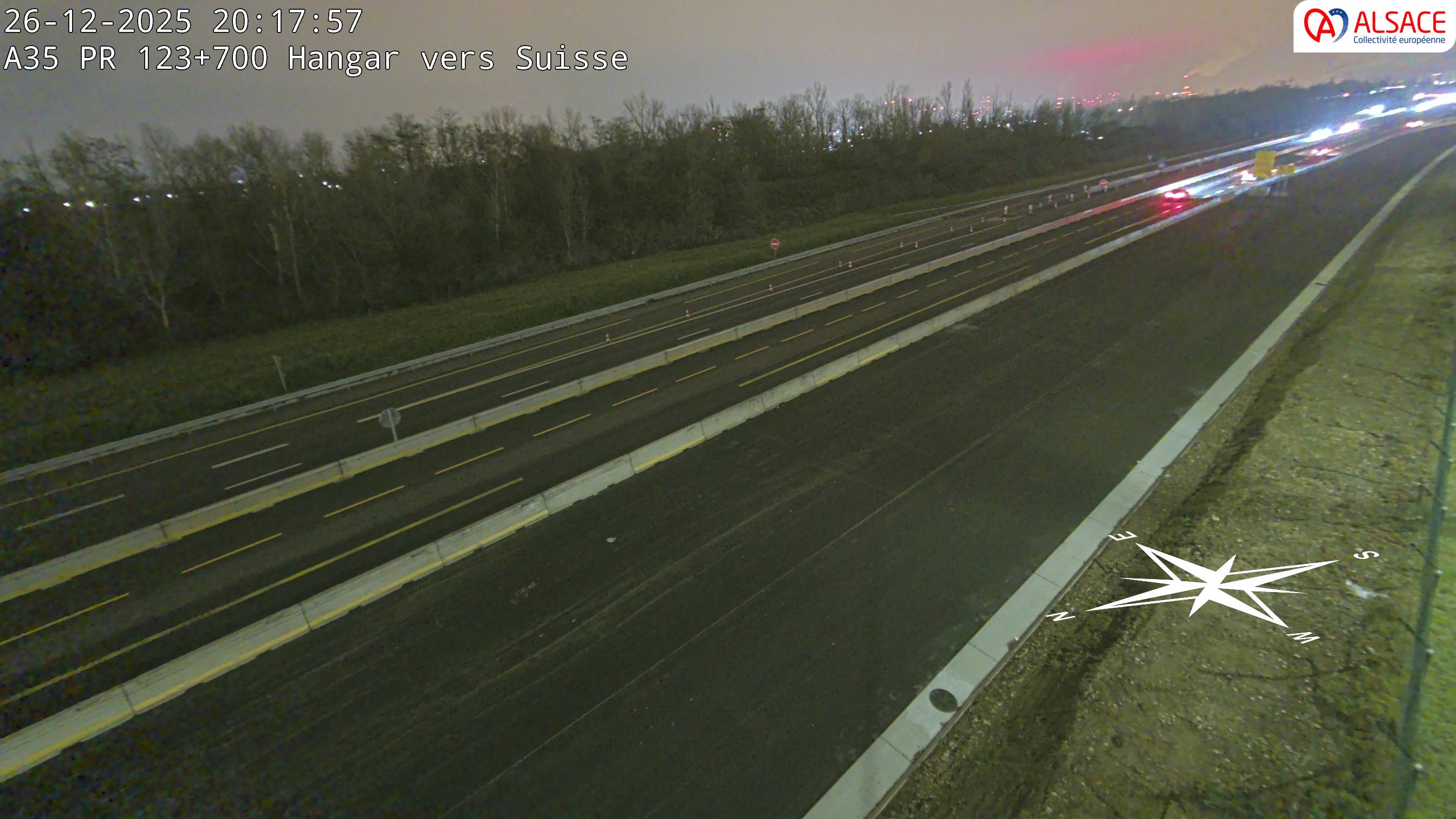 Caméra autoroute France - A35, Saint-Louis direction Mulhouse, à hauteur de la sortie 37