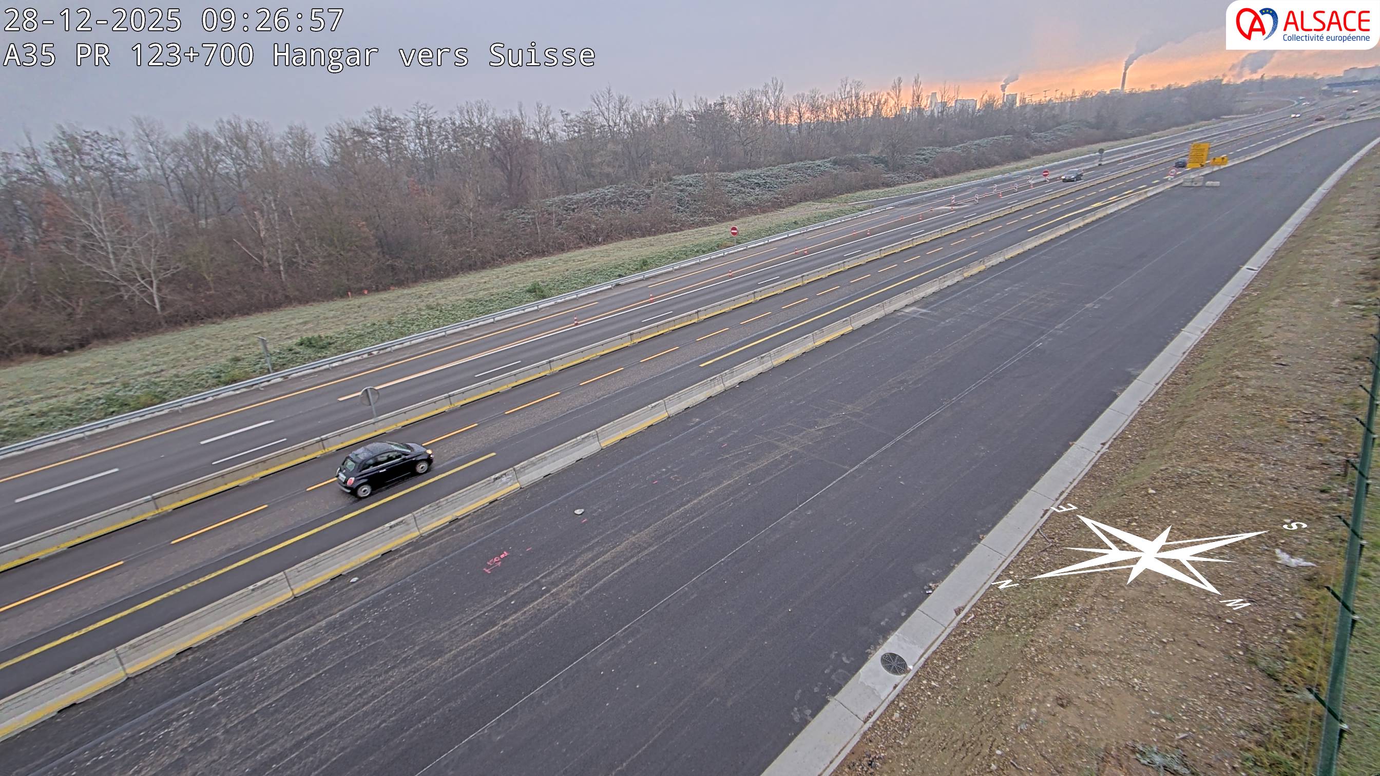 <h2>Caméra autoroute France - A35, Saint-Louis direction Mulhouse, à hauteur de la sortie 37</h2>