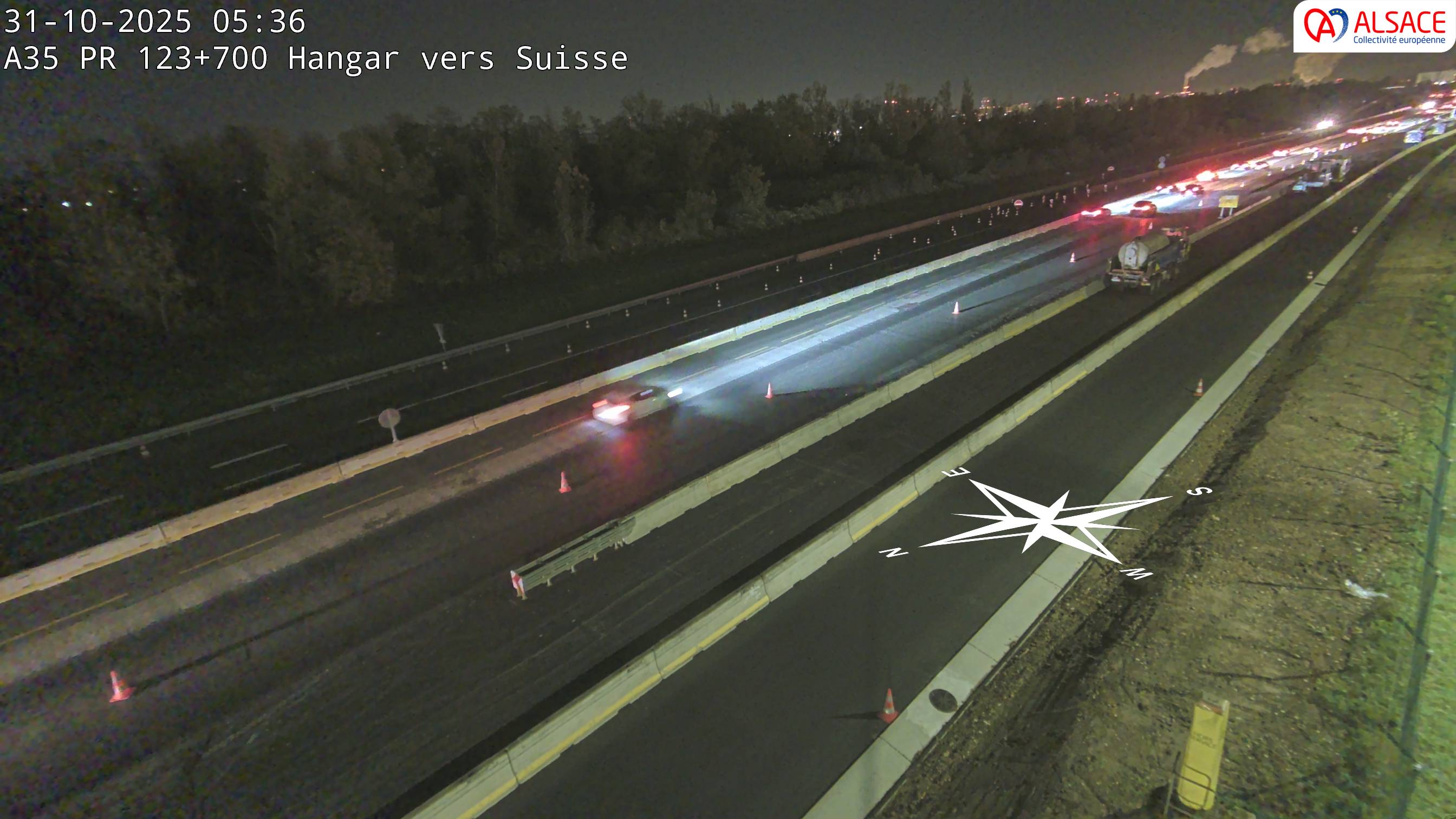 <h2>Caméra autoroute France - A35, Saint-Louis direction Mulhouse, à hauteur de la sortie 37</h2>