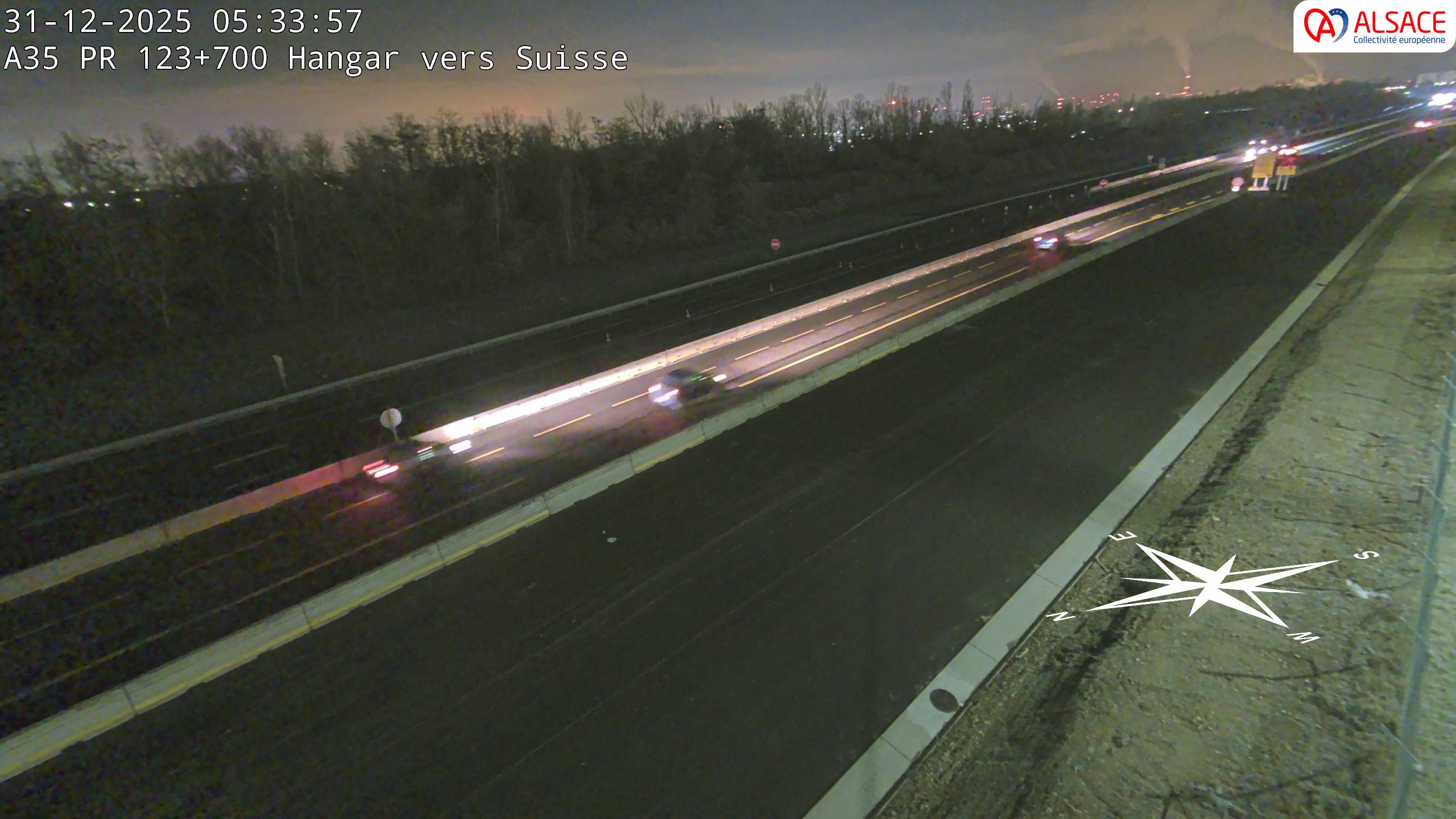 Caméra autoroute France - A35, Saint-Louis direction Mulhouse, à hauteur de la sortie 37