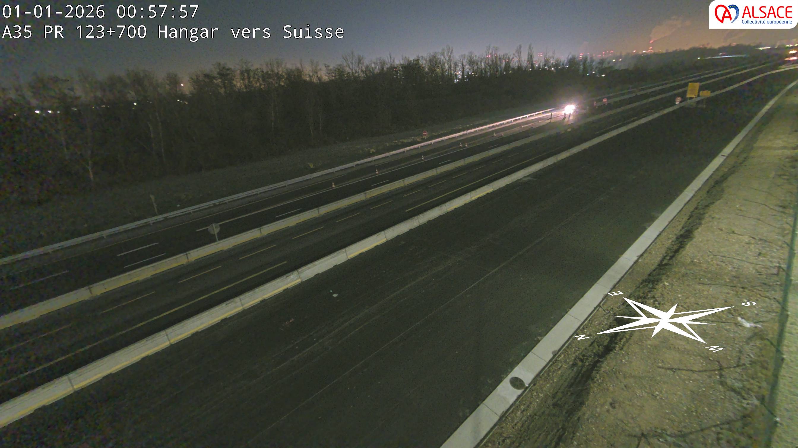 Caméra autoroute France - A35, Saint-Louis direction Mulhouse, à hauteur de la sortie 37