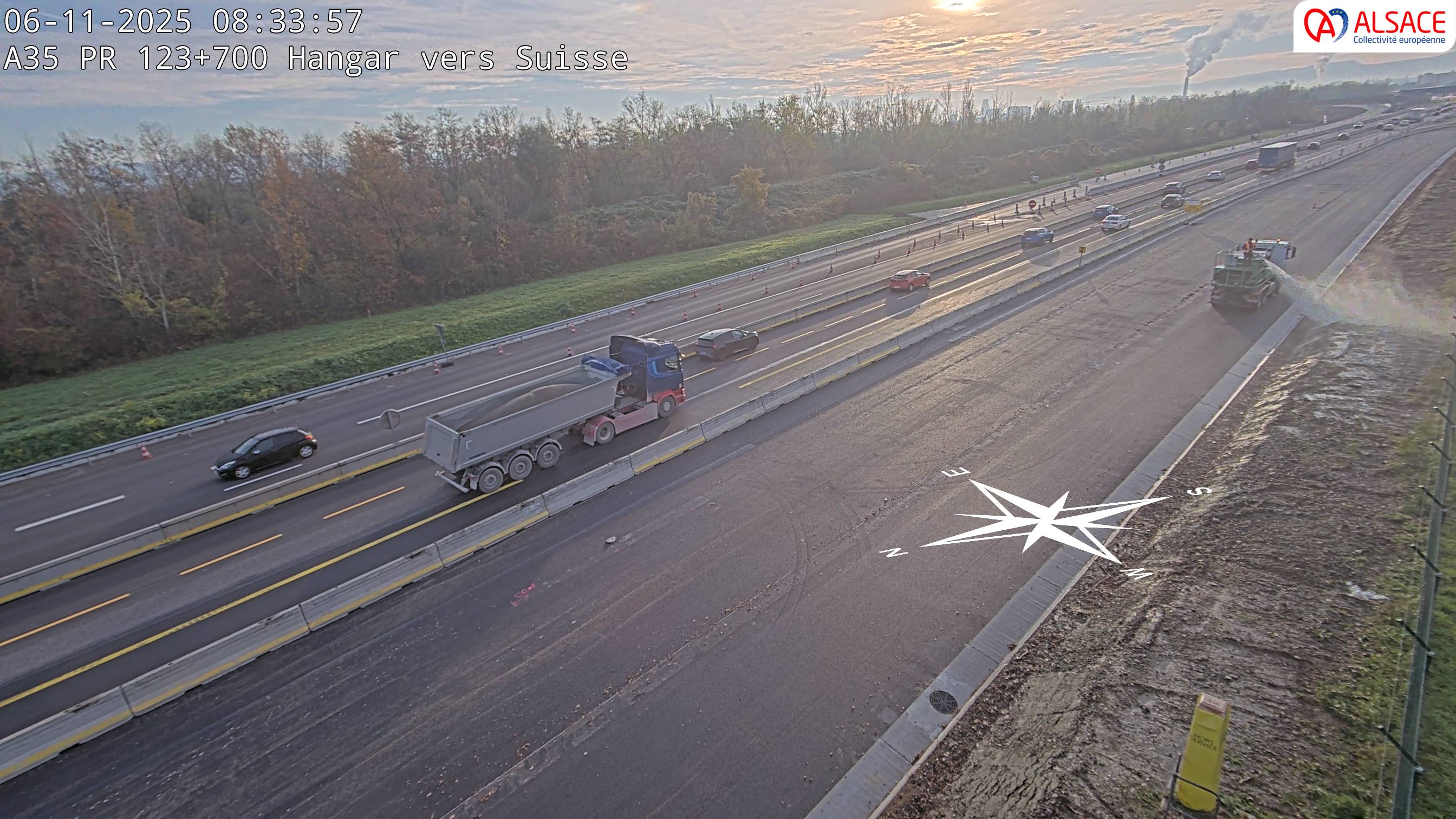 <h2>Caméra autoroute France - A35, Saint-Louis direction Mulhouse, à hauteur de la sortie 37</h2>
