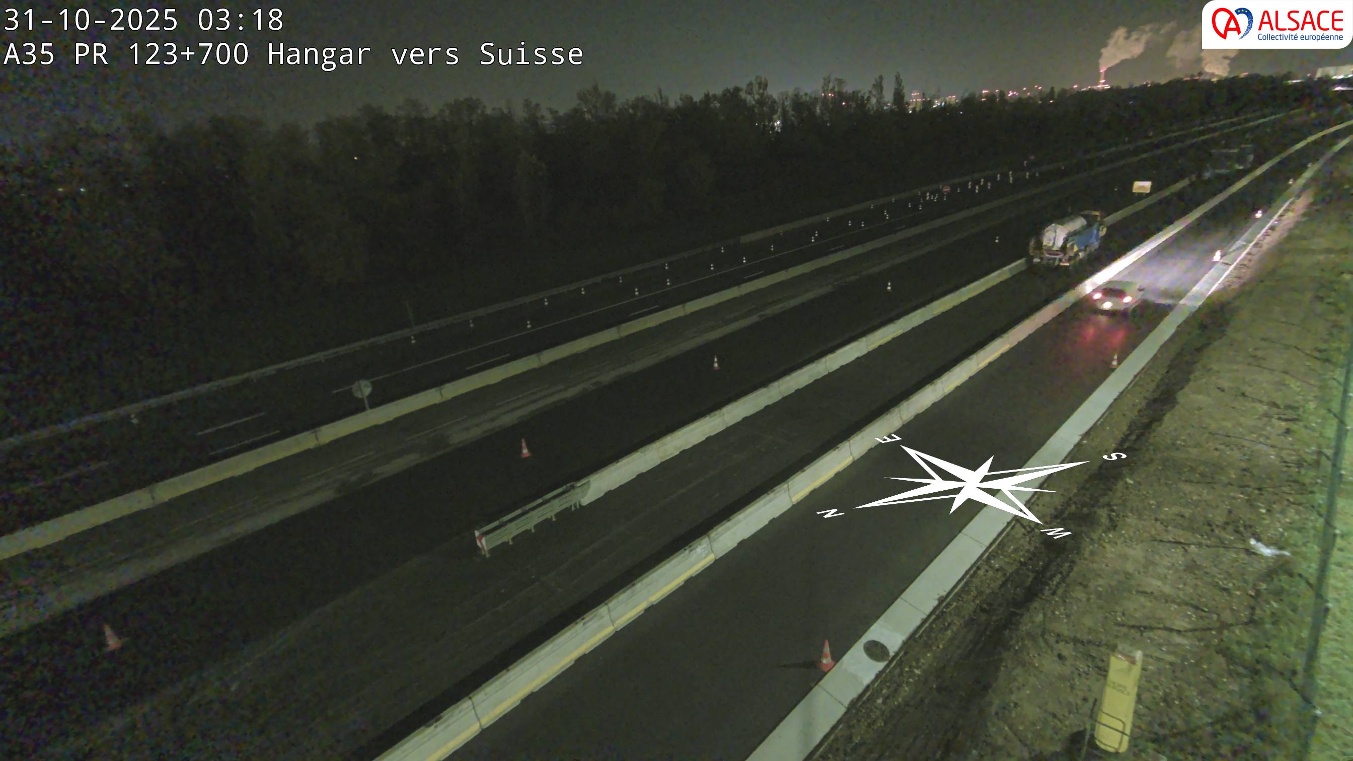 <h2>Caméra autoroute France - A35, Saint-Louis direction Mulhouse, à hauteur de la sortie 37</h2>